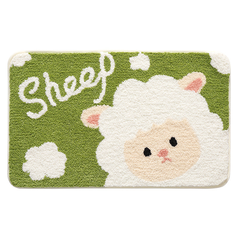 Feblilac Cute Animals Little White Sheep Tufted Bath Mat