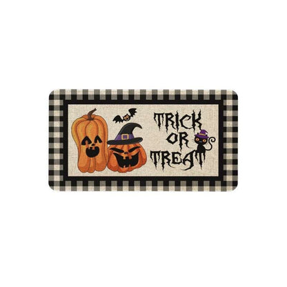 Feblilac Halloween Horror Checkerboard Pumpkins PVC Coil Door Mat