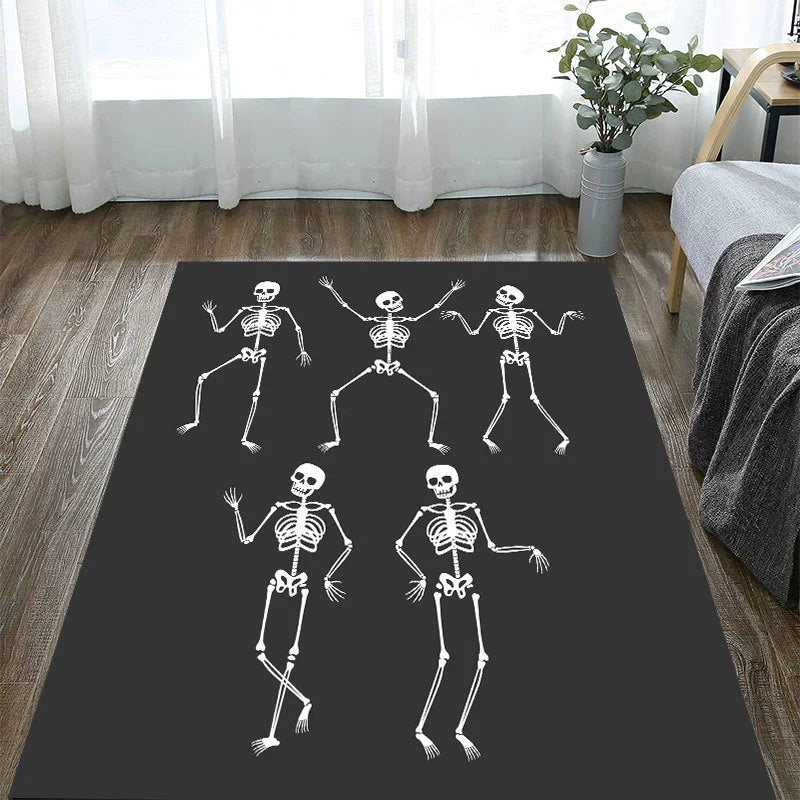 Feblilac 5 Skull Frame Halloween Horror Party Decorative Tufted Acrylic Livingroom Carpet Area Rug