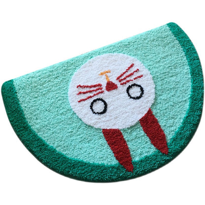 Feblilac Green Rabbit Tufted Bath Mat