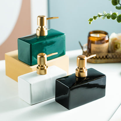 Ceramic Soap Dispenser, Flat Cuboid Bottle for Kitchen Bathroom