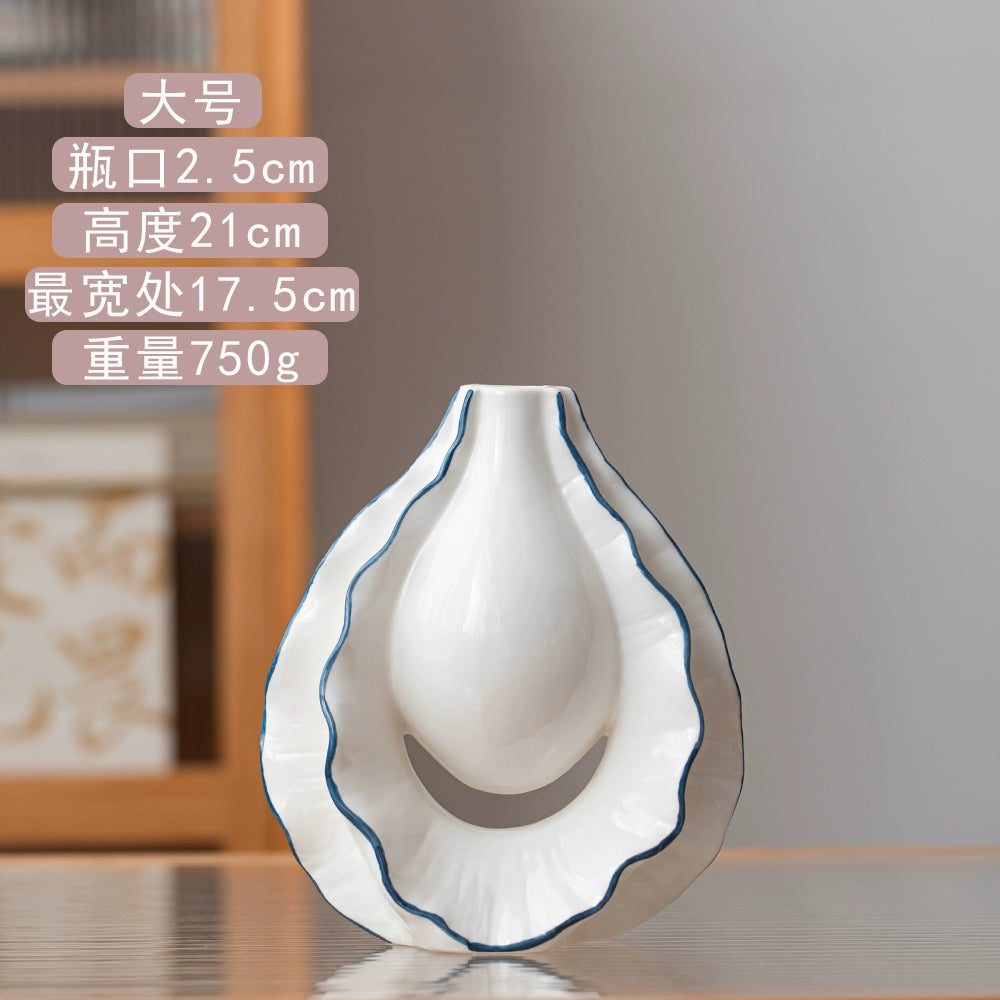 Feblilac Ceramic Vase Ornament Flower Arrangement Creative Flower Simple White High-end Vase Utensils Flower P - view 11