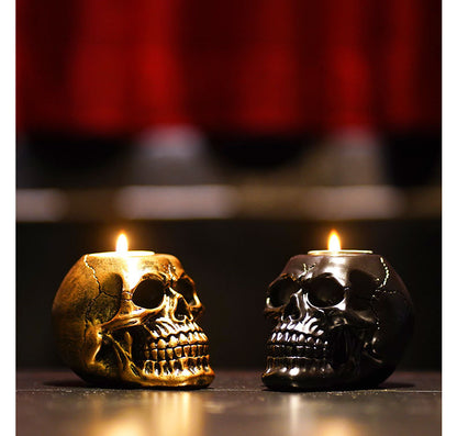 Feblilac Skull Candle Holder Ornament Atmosphere Decoration Props Halloween Home Resin Crafts