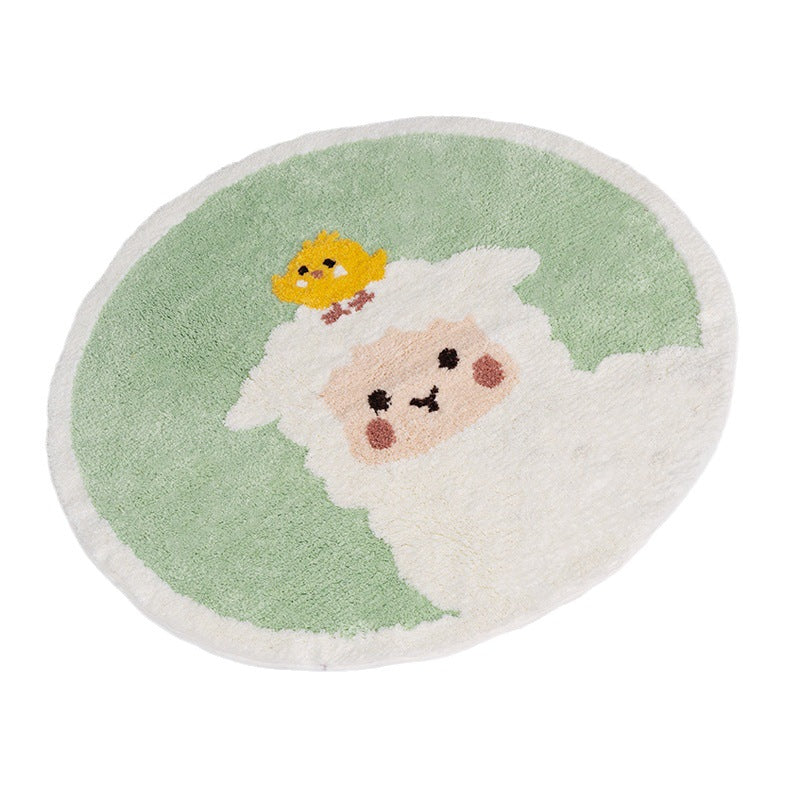 Feblilac Cute Sheep Bird Bath Mat, Cartoon Animal Bathroom Rug, Soft Flush Non-Slip Water Absorbent Mat for Ba