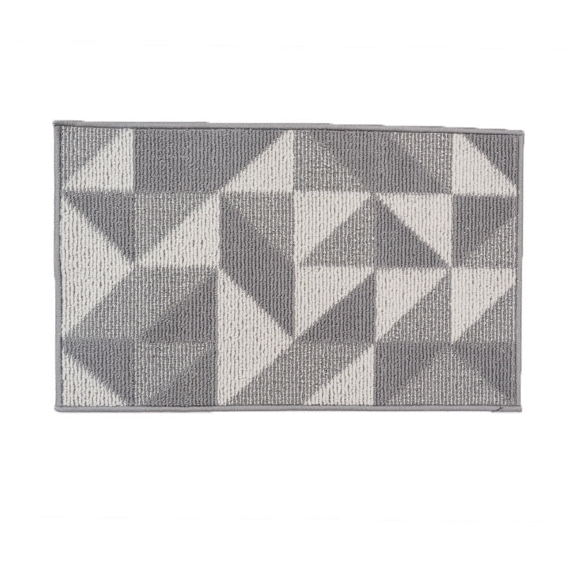 Feblilac Grey Triangle Pattern Bath Mat, Simple Modern Geometry Bathroom Rug, Soft Flush Non-Slip Water Absorb