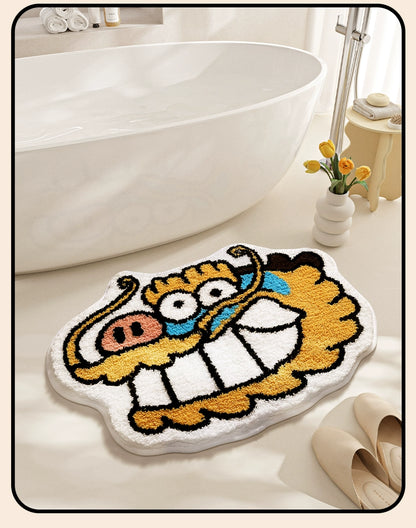 Feblilac Cartoon Animals Tufted Bath Mat