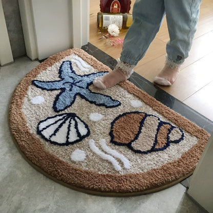 Feblilac Starfish shells Tufted Bath Mat