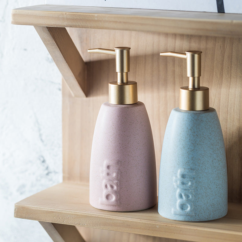 Solid Color Ceramic Soap Dispenser, BATH Bottle for Bathroom Shampoo Liquid Shower Gel - view 3