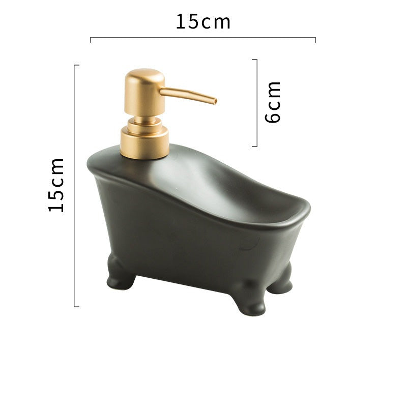 Ceramic Bathtub-Shape Soap Dispenser, Liquid Soap Pump Bottle - view 9