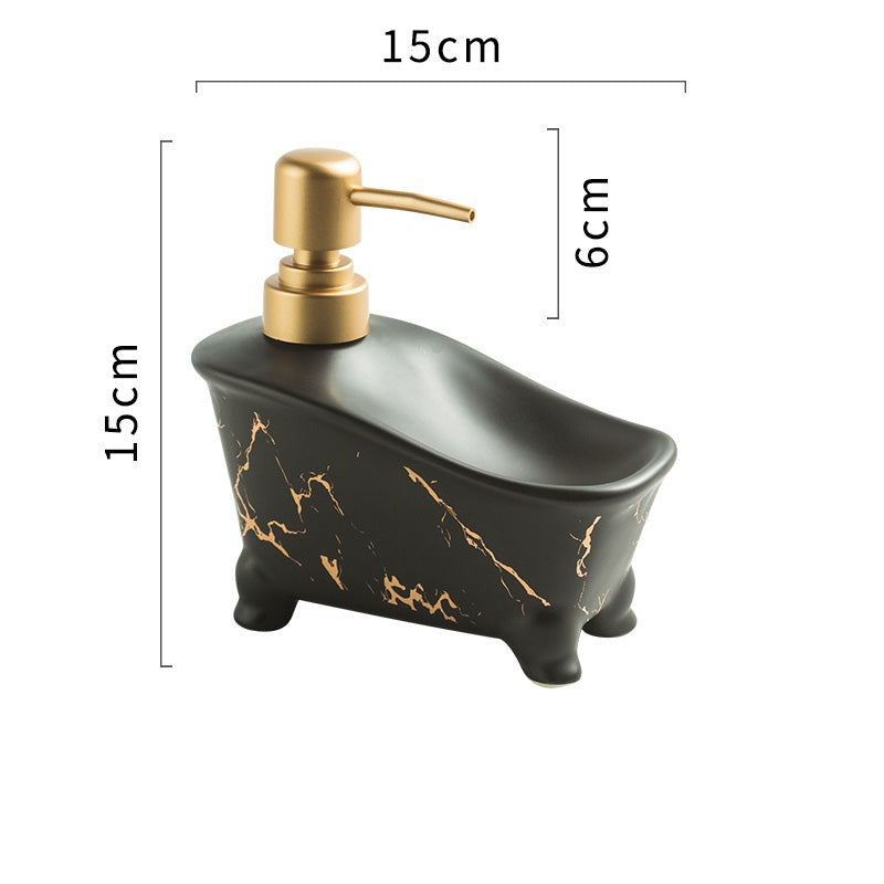 Ceramic Bathtub-Shape Soap Dispenser, Liquid Soap Pump Bottle