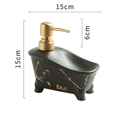 Ceramic Bathtub-Shape Soap Dispenser, Liquid Soap Pump Bottle