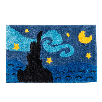 Van Gogh Blue Starry Night Bath Mat, Van Gogh Home Decor