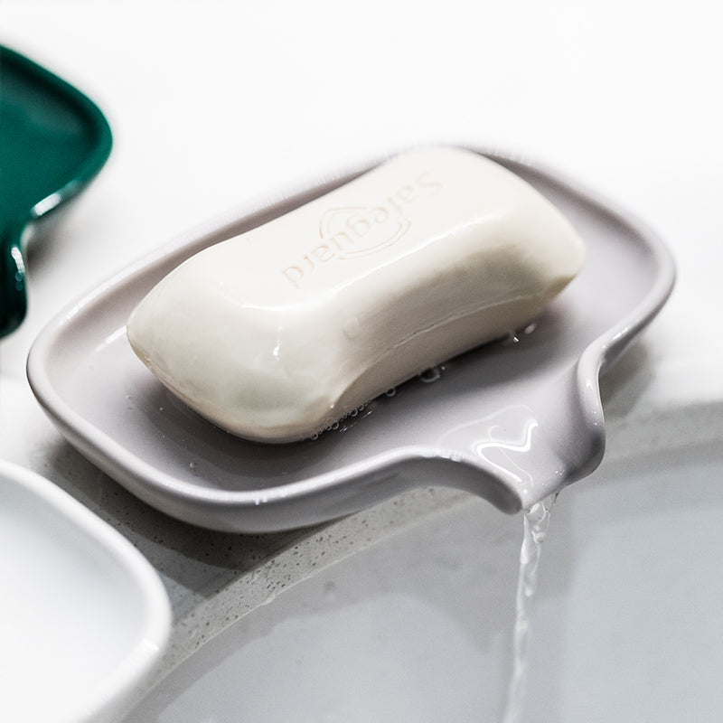 Feblilac Ceramic Cat-Ear Shape Soap Holder for Bathroom - view 2