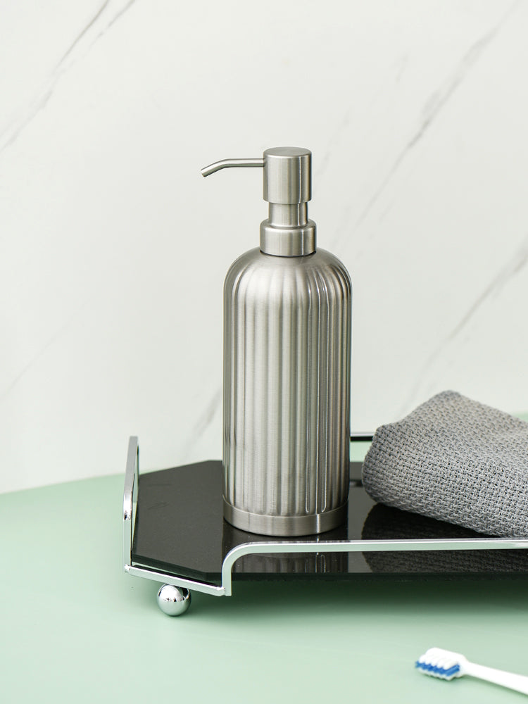 Stainless Steal Soap Dispenser, Iron Pump Bottle for Liquid Soap, Silver Bottle