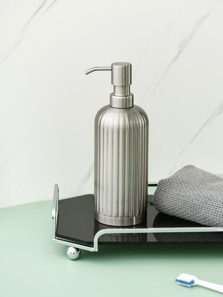 Stainless Steal Soap Dispenser, Iron Pump Bottle for Liquid Soap, Silver Bottle - view 3