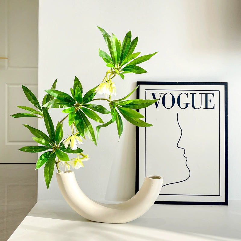 Feblilac Water Stone Ficus Ceramic Vase Ornament Living Room Flower Arrangement Entrance TV Cabinet Green Plan