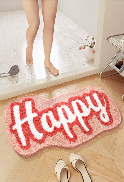 Feblilac Pink Happy Tufted Bath Mat