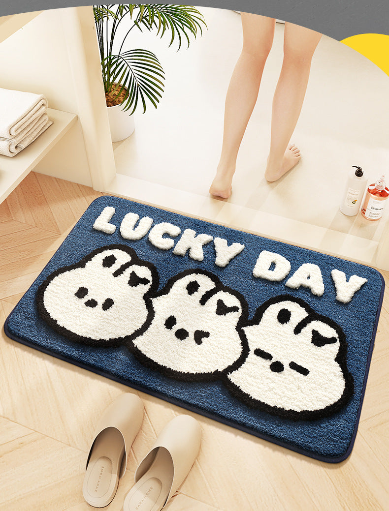 Feblilac Cute Animals Lucky Day White Rabbit Tufted Bath Mat - view 2