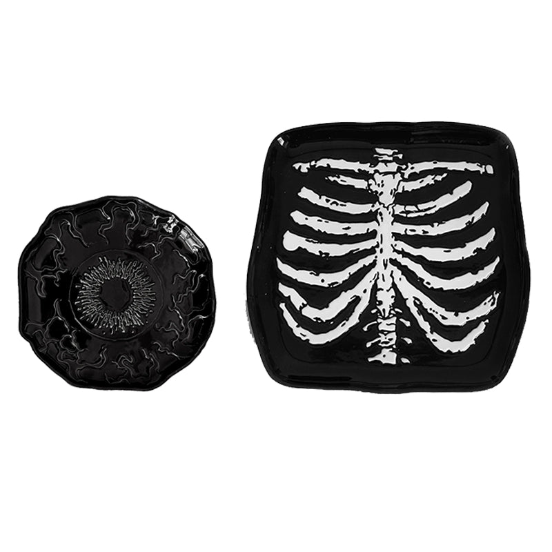 Feblilac Bad Bloodline Skull Goth Ceramic Breakfast Plate Goth Diablo Halloween Décor - view 9