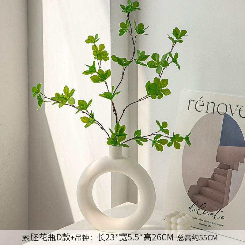 Feblilac Water Stone Ficus Ceramic Vase Ornament Living Room Flower Arrangement Entrance TV Cabinet Green Plan - view 24