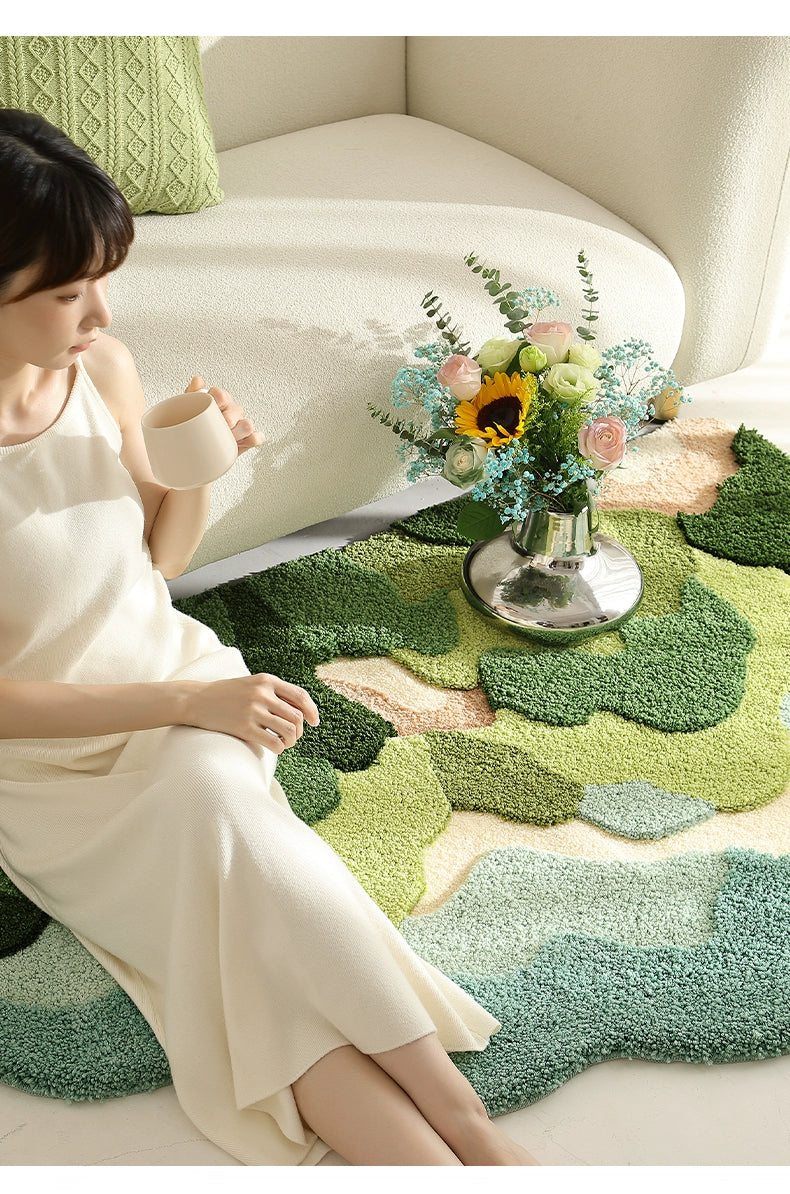 Feblilac Mountain Forest Moss Bedroom Rug Long Runner - view 2