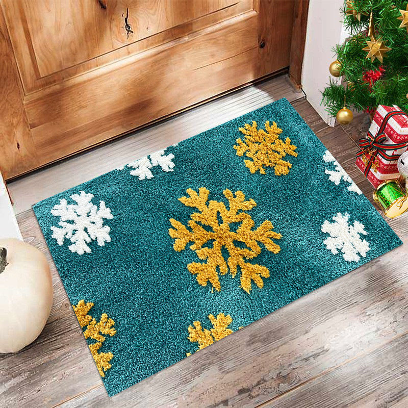 Feblilac Christmas Snowflake Tufted Bath Mat