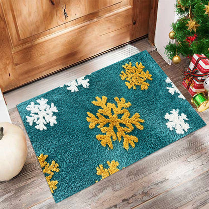 Feblilac Christmas Snowflake Tufted Bath Mat