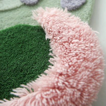 Moss Mats for Living Room Bedroom, Pink and Green Garden