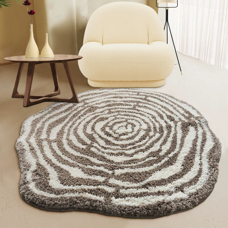 Feblilac Round Brown Island Tufted Bath Mat