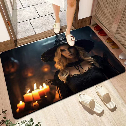 Feblilac Halloween Funny Face Horror Woman Candle PVC Coil Door Mat