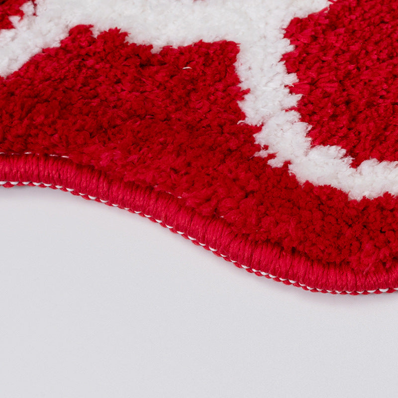 Feblilac Red Typograph Bath Mat, Double Happiness Bathroom Rug, Soft Flush Non-Slip Water Absorbent Mat - view 3