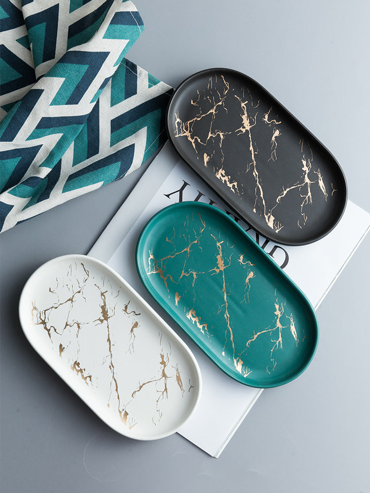 Ceramic Marble Texture Tray, Bathroom Home Decor - view 2