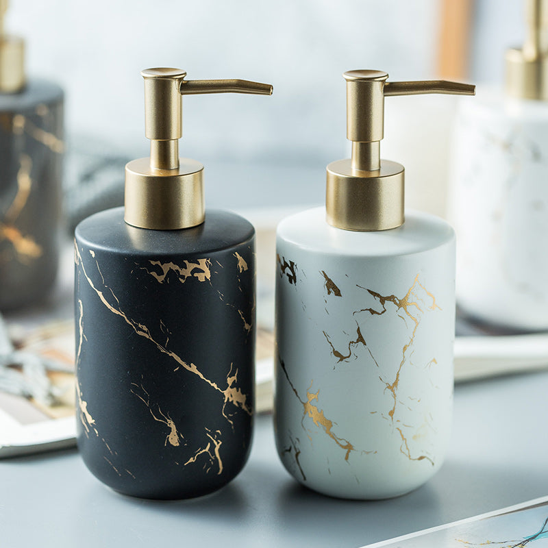 Ceramic Soap Dispenser, Marble Texture Bottle for Kitchen Bathroom