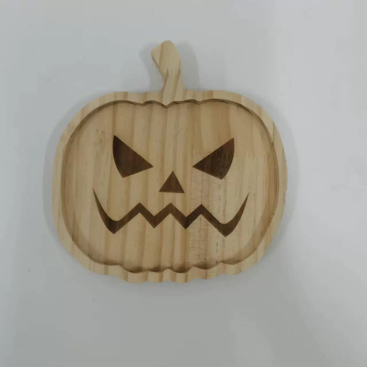 Feblilac Halloween Décor Pumpkin Plate Halloween Wooden Pumpkin Ghost Tray Dinner Plate Home Kitchen Set