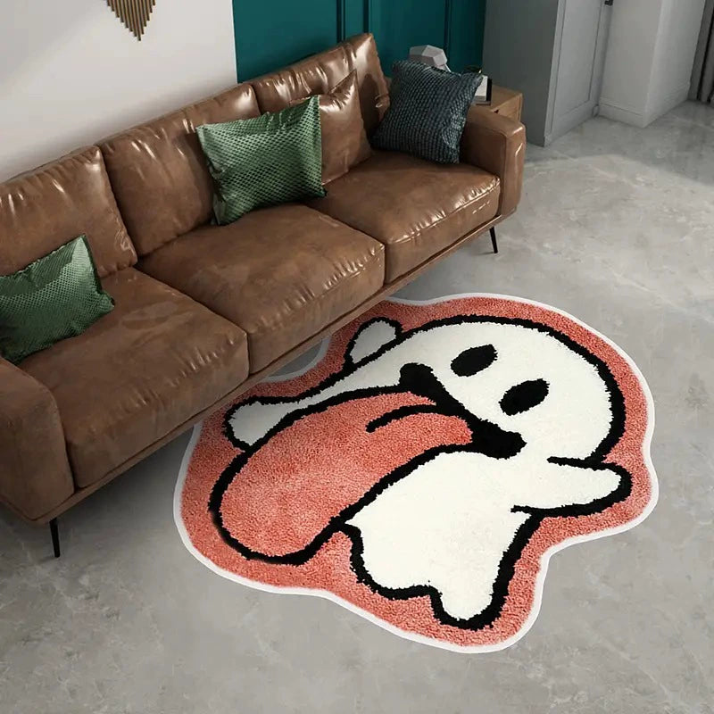 Feblilac Halloween Pink Ghost Handmade Tufted Acrylic Livingroom Carpet Area Rug