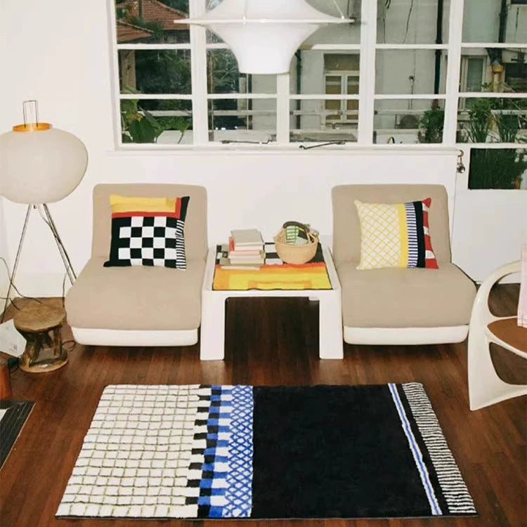Feblilac Hong Kong Retro American Color Contrast Bedroom Rug Long Runner - view 2