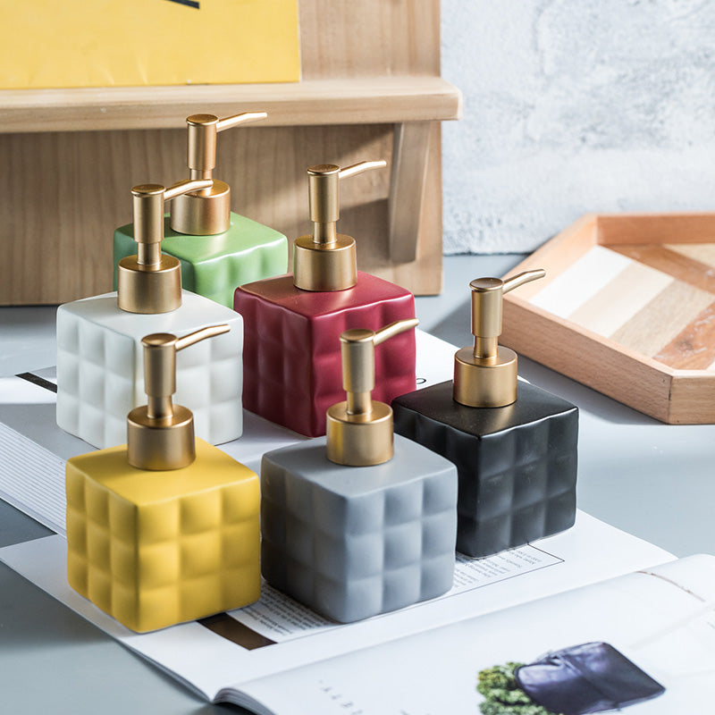 Ceramic Soap Dispenser, Cube Bottle for Kitchen Bathroom