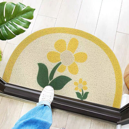 Yellow Flower Semicircle Door Mat