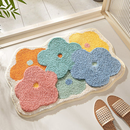 Feblilac Colorful Flower Tufted Bath Mat