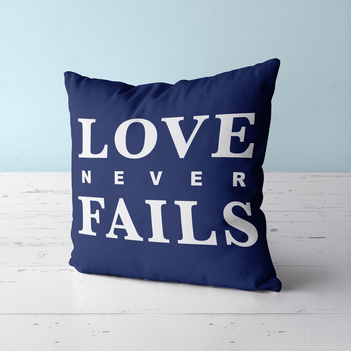 Feblilac Blue Background Love Never Falls Cushion Covers Throw Pillow Covers