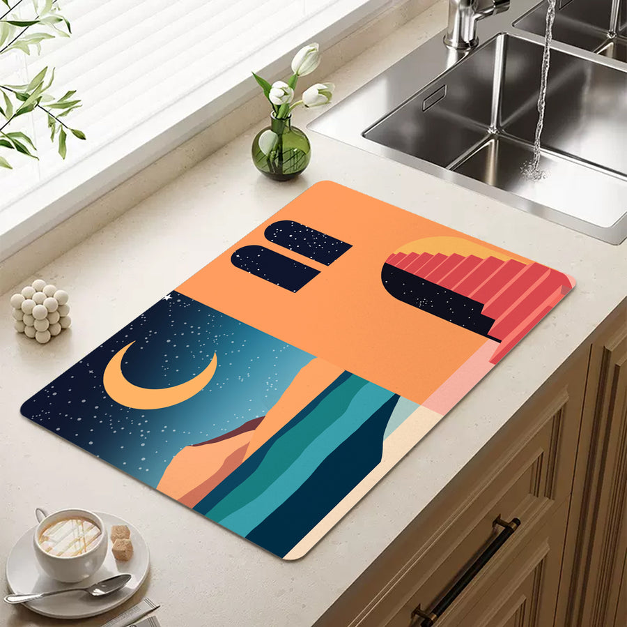 Feblilac Simple Style House Mountains Cup and Dish Placemat
