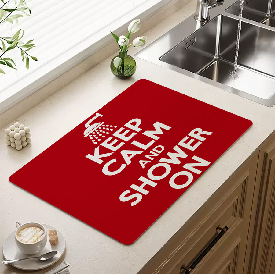 Feblilac Keep Calm Shower On Cup and Dish Placemat - view 2