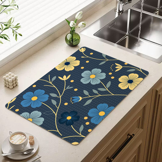 Feblilac Japanese Blue and Gold Flowers Cup and Dish Placemat