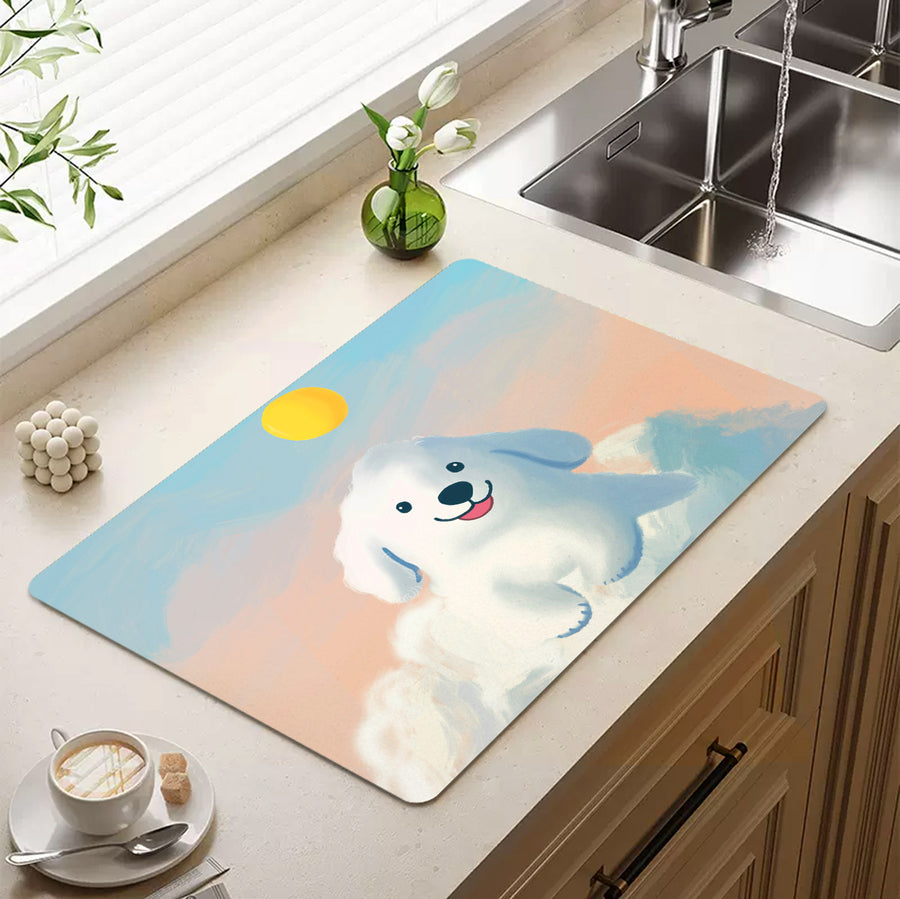 Feblilac Cloud Dog Cup and Dish Placemat