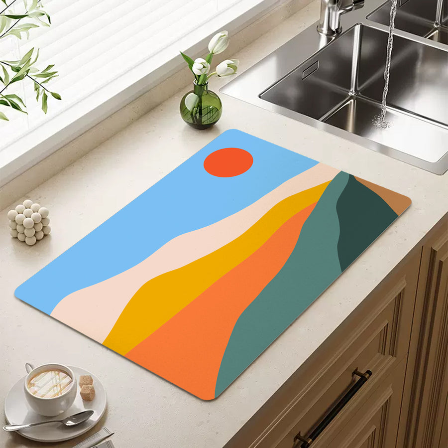 Feblilac Colorful Mountains Sunrise Cup and Dish Placemat