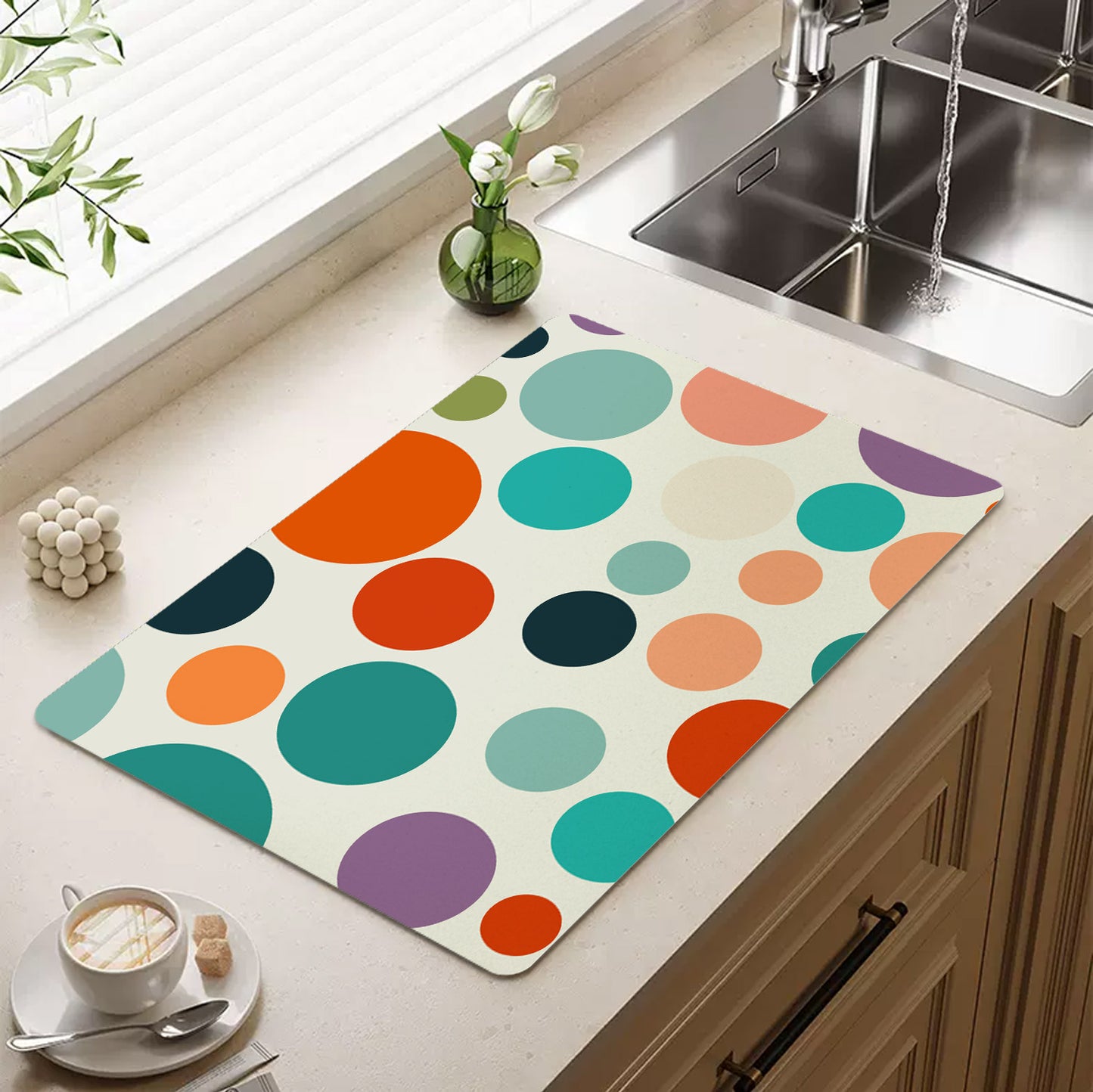 Feblilac Colorful Polka Dots Cup and Dish Placemat