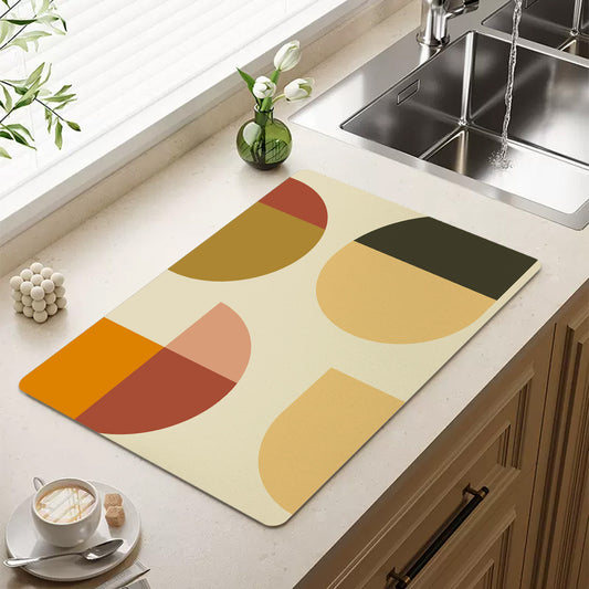 Feblilac Orange Semicircle Rectangle Cup and Dish Placemat