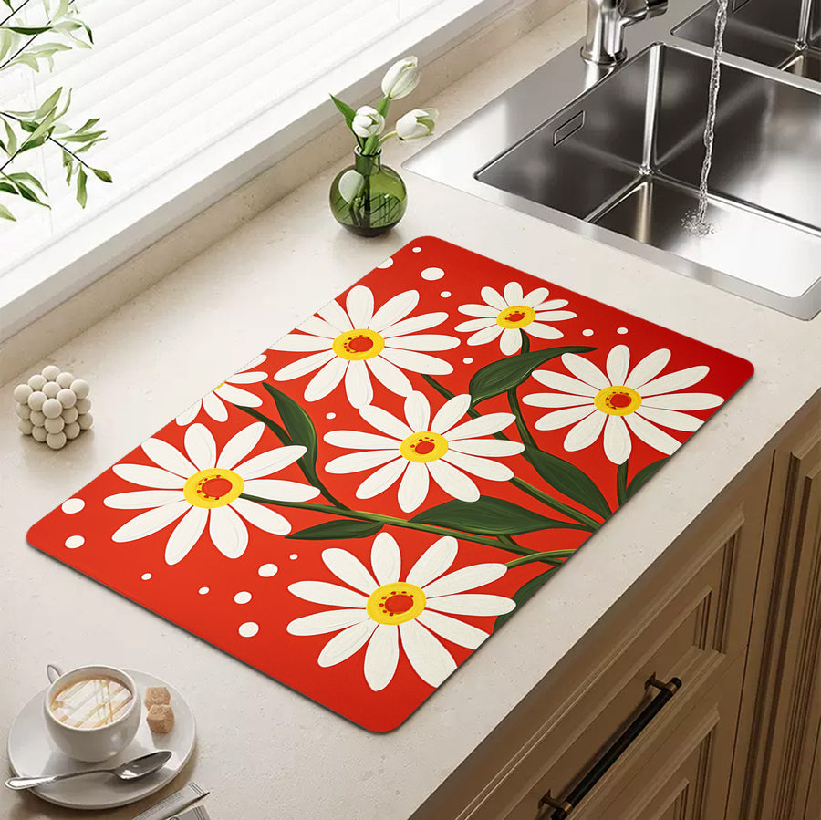 Feblilac Daisy Red Background Cup and Dish Placemat