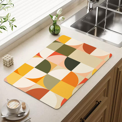 Feblilac Red Green Orange Circles Cup and Dish Placemat