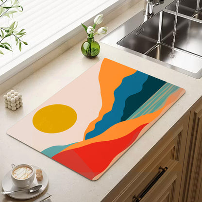 Feblilac Red Orange Blue Lake Sunset Cup and Dish Placemat